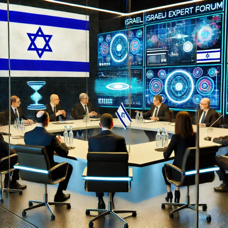 DALL·E 2024-09-24 11.40.53 - A scene showing a formal meeting of the newly established AI Expert Forum in Israel. In a modern conference room, experts from various fields like tec