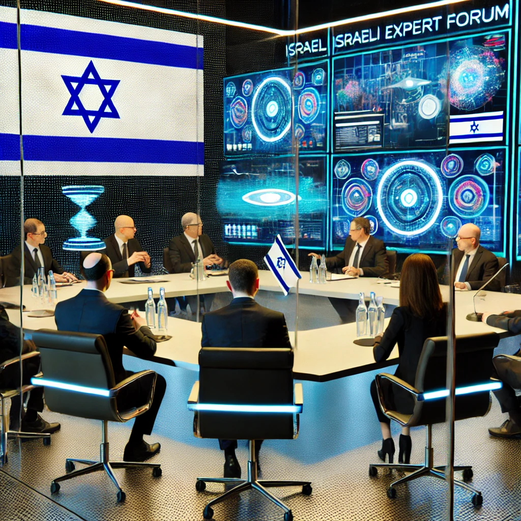DALL·E 2024-09-24 11.40.53 - A scene showing a formal meeting of the newly established AI Expert Forum in Israel. In a modern conference room, experts from various fields like tec